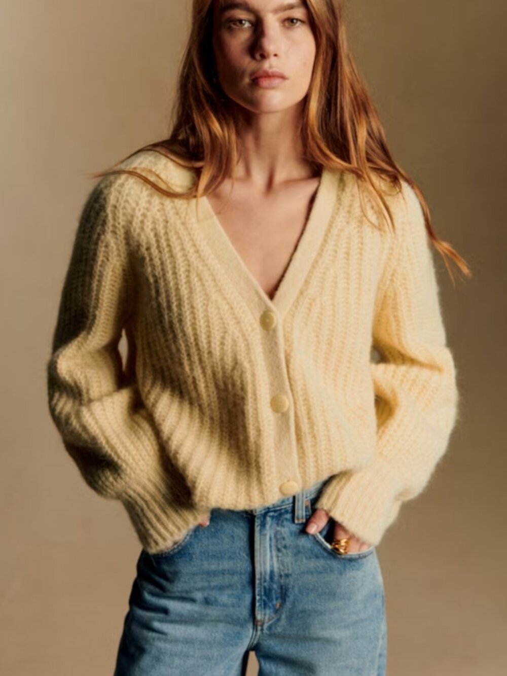 Sezane Basile Cardigan Pastel Yellow S